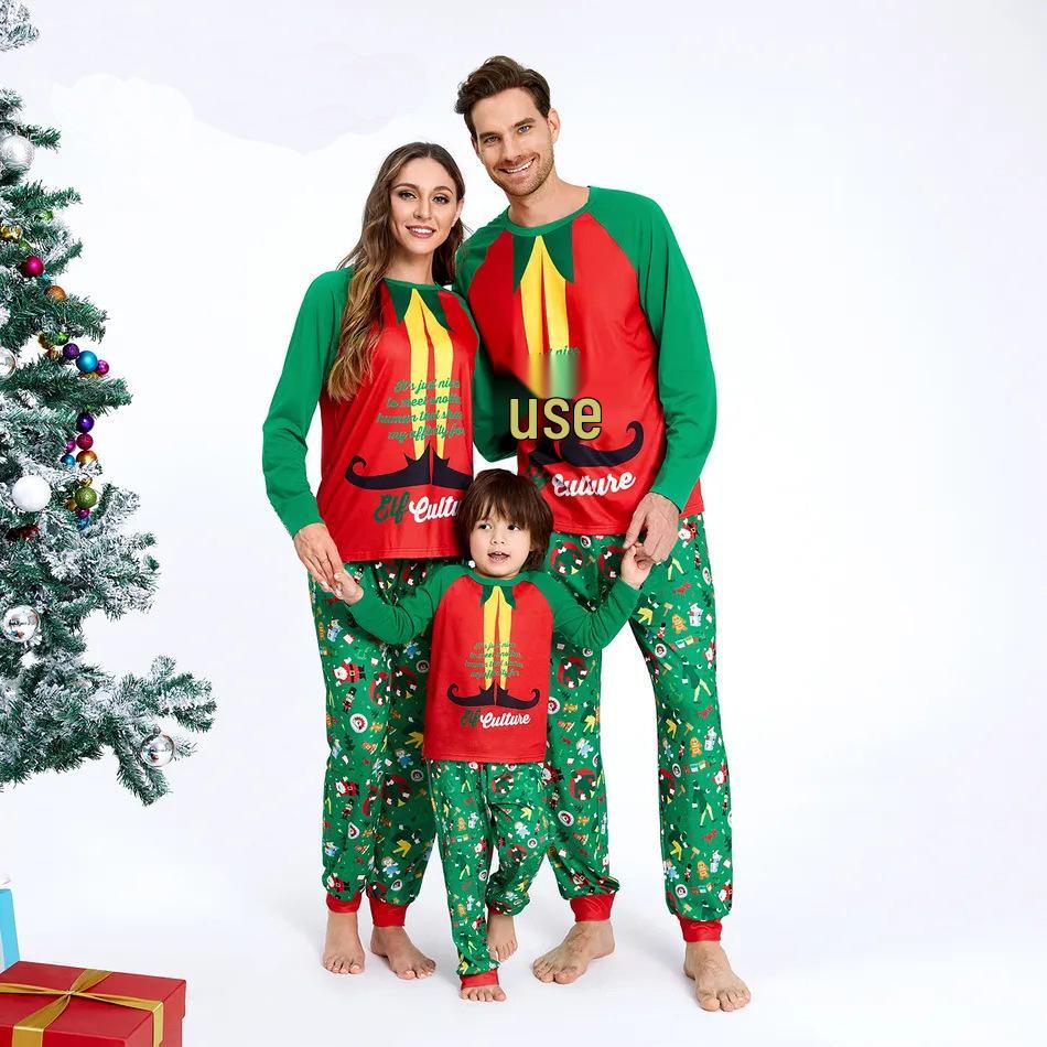 European & American Cartoon Print Christmas Long Sleeve Homewear Set