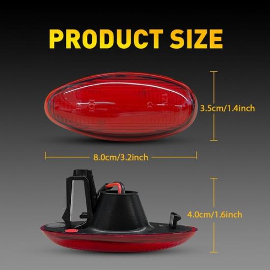 LED Side Marker Light Amber/Red For 01-14 Chevy Silverado 2500/3500HD Dually Bed