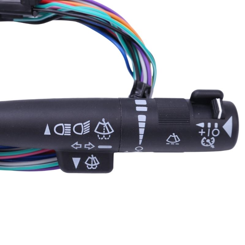 Steering Column Combination Lever Assembly 26090822 with ABS Housing, Multicolor Wire Harness, Rectangular Harness Connection, and Turn Signal,