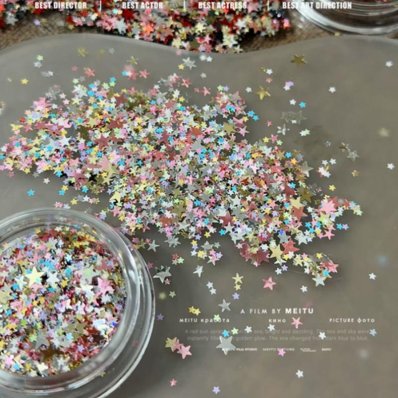 Decorazione Manicure 1 Scatola Paillettes a Stella Nail Art Glitter Colorati a Cinque Punte per Design Unghie Fai da Te