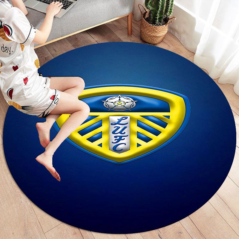 Leeds United Football Club Round Area Rug,Carpet Rug for Living Room Bedroom Sofa Playroom Decor,Non-slip Floor Mat