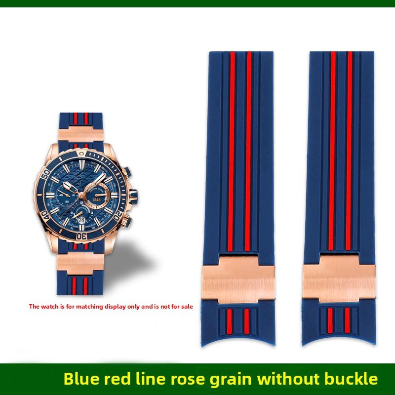 Natürliches Gummi Uhrenarmband 22mm Gebogen für Ulysse Nardin 263-10-3/93 263 DIVER Silikonarmband Faltschließe Wasserdichte Armbänder