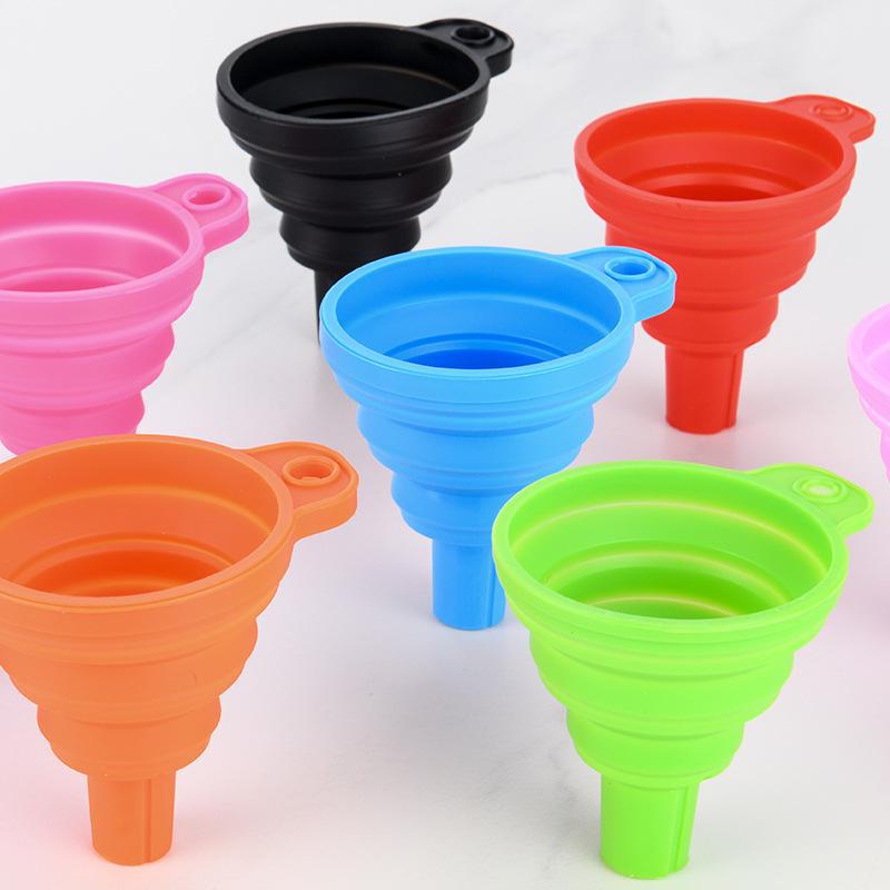 Silicone Folding Funnel with Long Neck - Telescopic and Thickened for Kitchen Liquid Filling