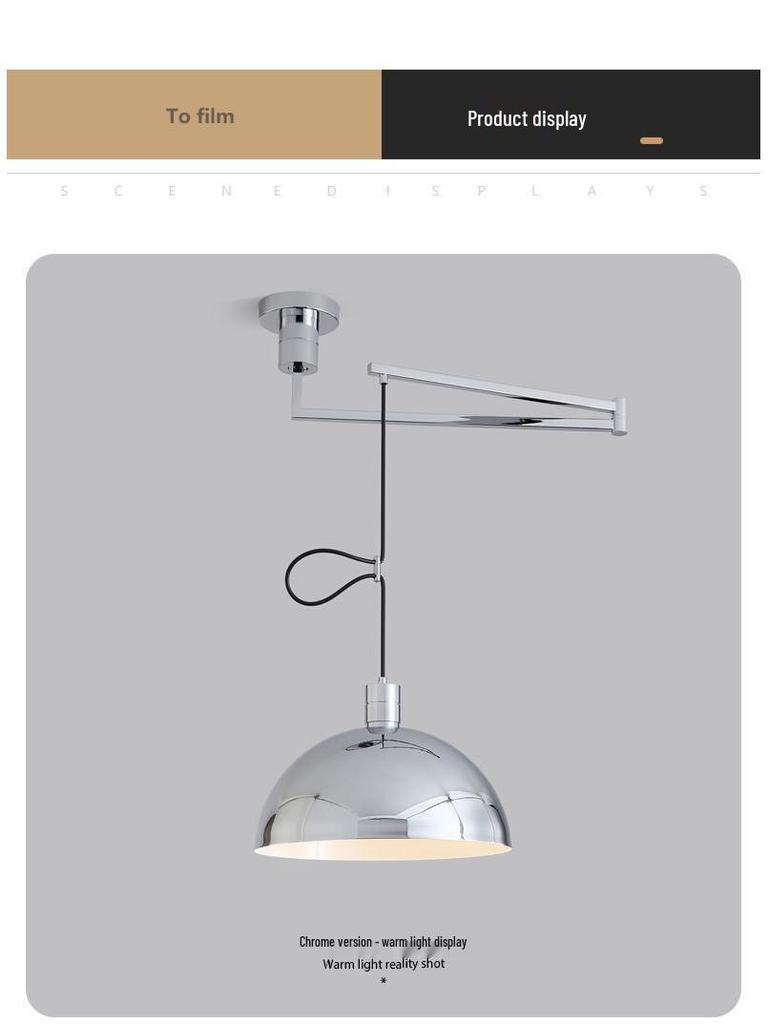 Nordic Creative Rocker Arm Pendant Light - Rotatable Walnut for Study, Kitchen, Bar.