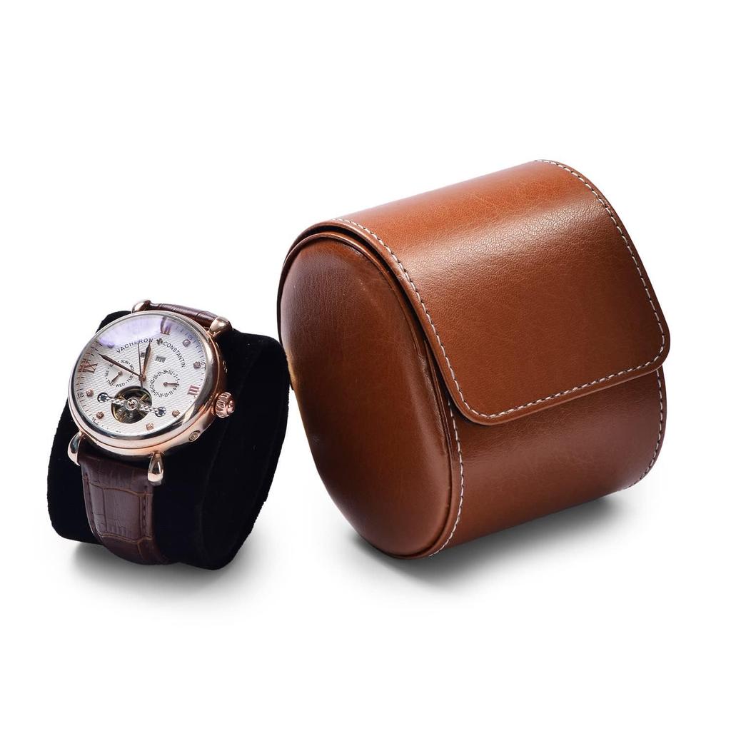 Woodten Watch Case, Single Watch, Durable PU Leather, Brown, Business Use, Watch Gift Box, Large Size