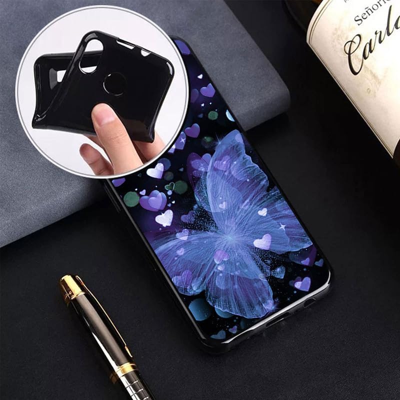 Black Soft TPU Bumper Phone Case for Blackview Wave 6C (6.50") with 1 X Tempered Glass Screen Protector, Slim Silicone Shockproof Cover for Blackview