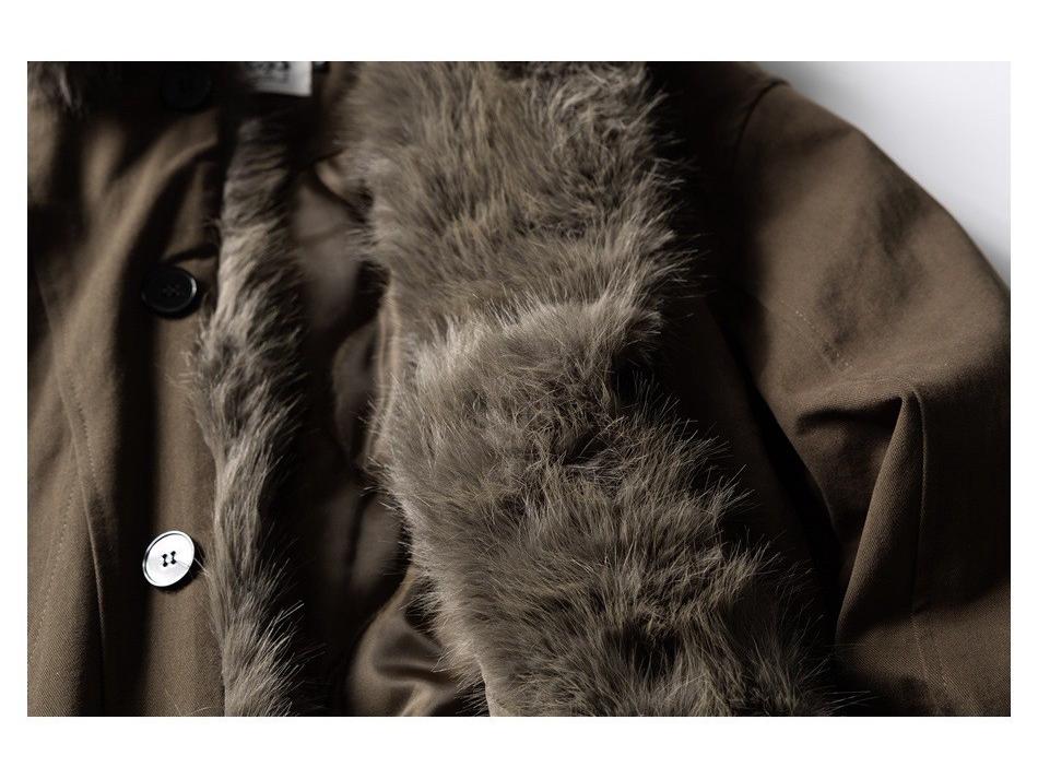 CROWD CITY Unisex Retro Fur Collar Stand Cotton Jacket - Loose, Warm Winter Coat Y614