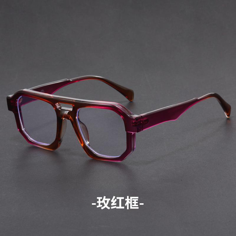 

Anti Blue Light Reading Glasses Men Retro Women Square Double Bridges Glasses Frame Fashion Men Myopia Computer Fake Glasses-2 0 красный