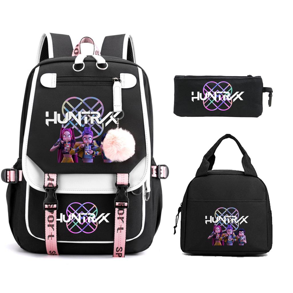 Animation Cartoon Printing Large Capacity Student School Bag Children'S Meal Bag Casual Pencil Bag Three-Piece Set