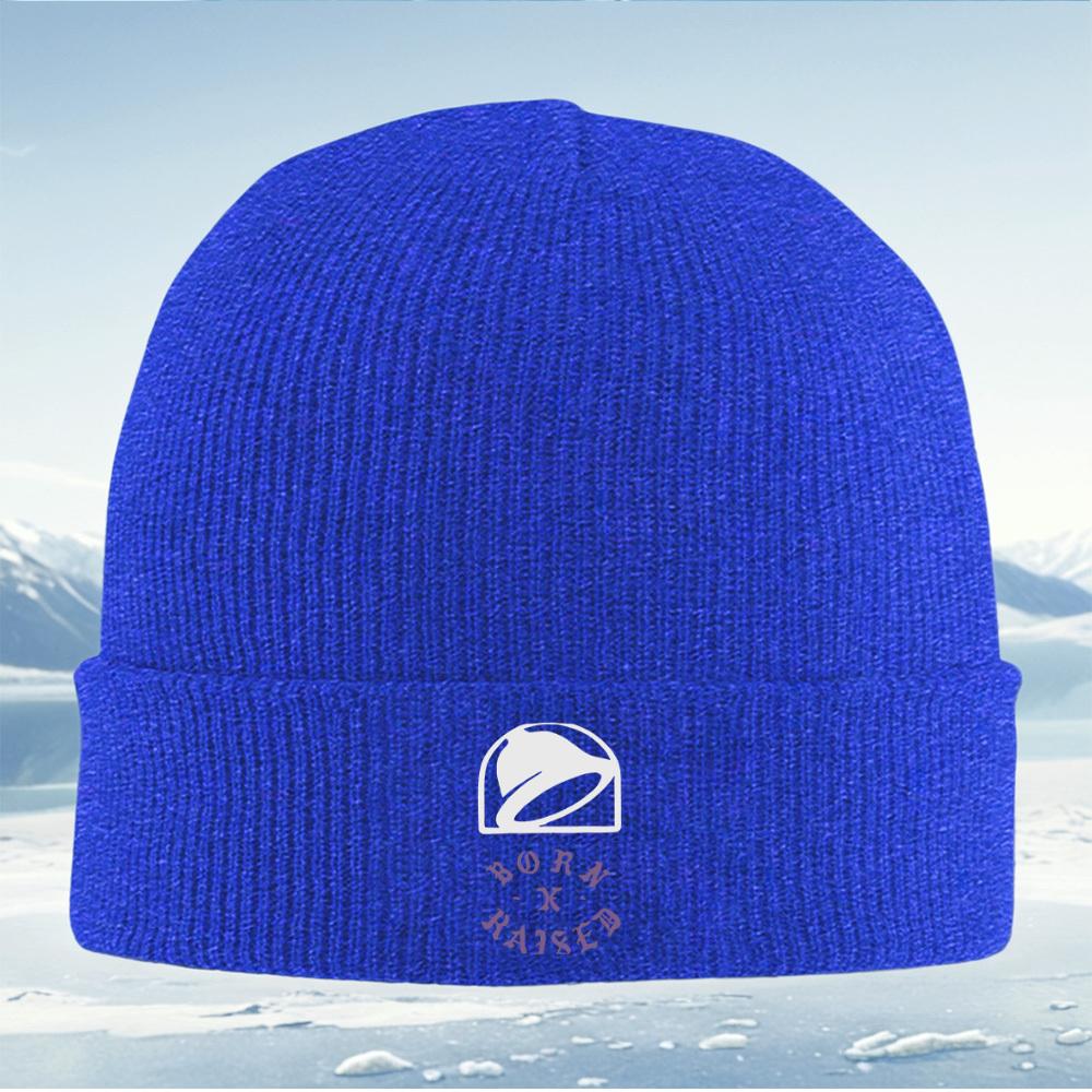 Taco Bell logo Born Raised design Men Women Unisex Knitted Hat Beanie Pullover Cap Winter Thermal Warm Christmas Outdoor Cycling