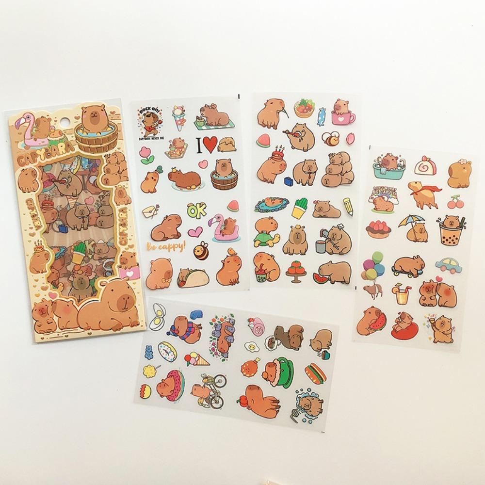 4pcs/set Cute Diary Decoration Capybara Scrapbooking Collage Stickers Painting  Children