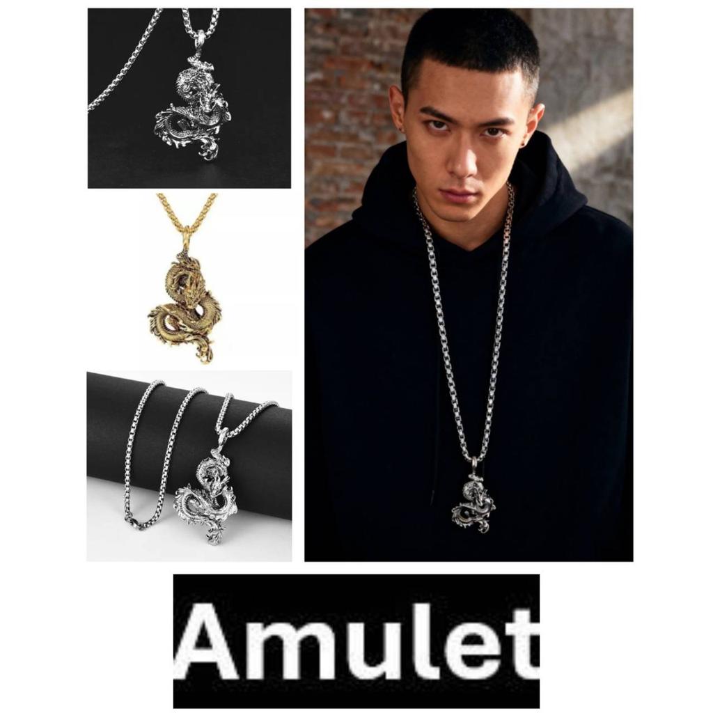 Vintage Chinese Dragon Necklace Pendant Chain Unisex Fashion Gothic Amulet Talisman Jewelry Party Gift