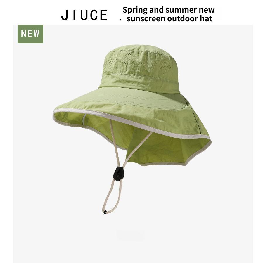 1pc Unisex Outdoor Sun Hat with Ponytail Hole for Summer Uv Protection,Fashion Wide Brim Shawl Bucket Hat for Outdoor Activities