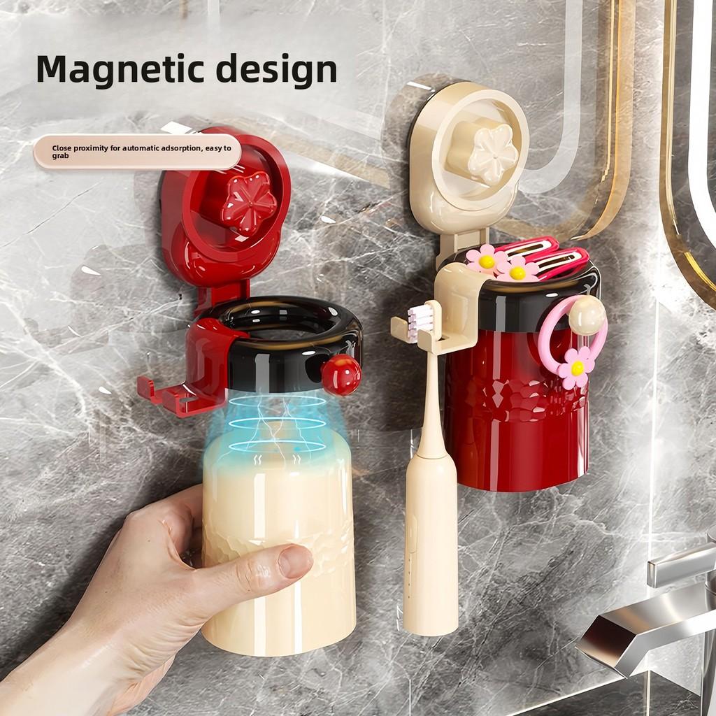 Plastic Suction Cup Toothbrush Holder And Cup Set For Bathroom Organization