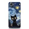 Phone Case For Xiaomi Redmi Note 15 14 13 12 4G 10 11 Pro Plus 5G 14C 13C 12C 10C Clear TPU Cover Cat Van Gogh Starry Sky