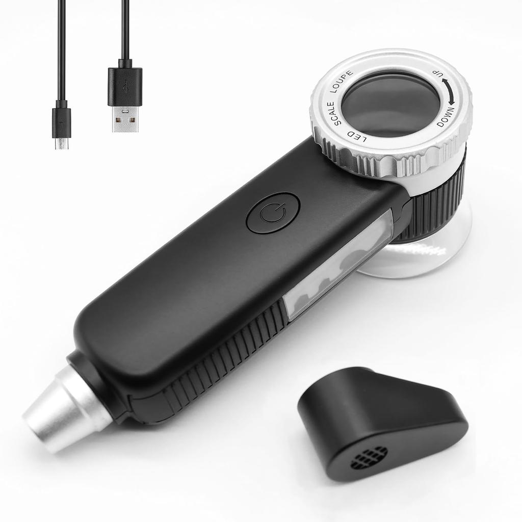 Magnifier Handheld Rechargeable Magnifying Glass Led Uv Handheld Magnifier Illuminated Illuminated Jewelers Loupe For Coin