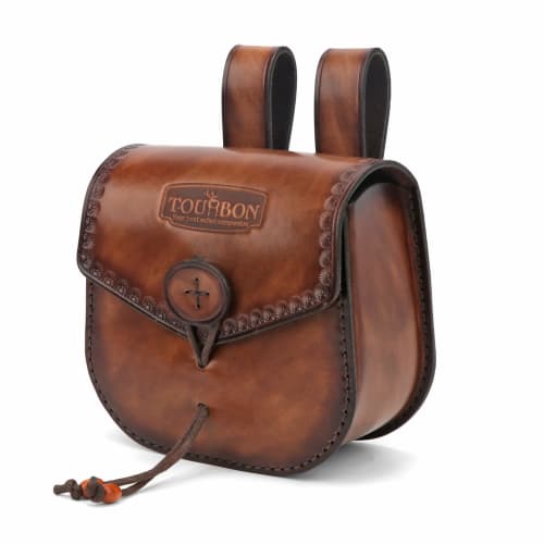 TOURBON Shell Pouch, Leather Tool Pouch, Belt Carry Case for Airsoft, Camping, Mountaineering, and Fishing
