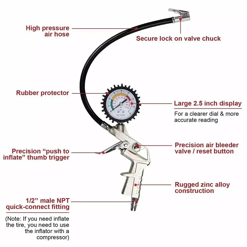 Car Tire Pressure Gauge 220 PSI High Precision Air Pressure Gun Monitor Tester Air Compressor Truck Motorcycle Tire Repair Tool