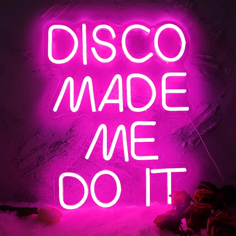 Disco Made Me Do It Led Neon Light Signs for Wall Decor, Pink Neon Light Signs for Bedroom Bachelorette Party Birthday Wedding Engagement Party Bar