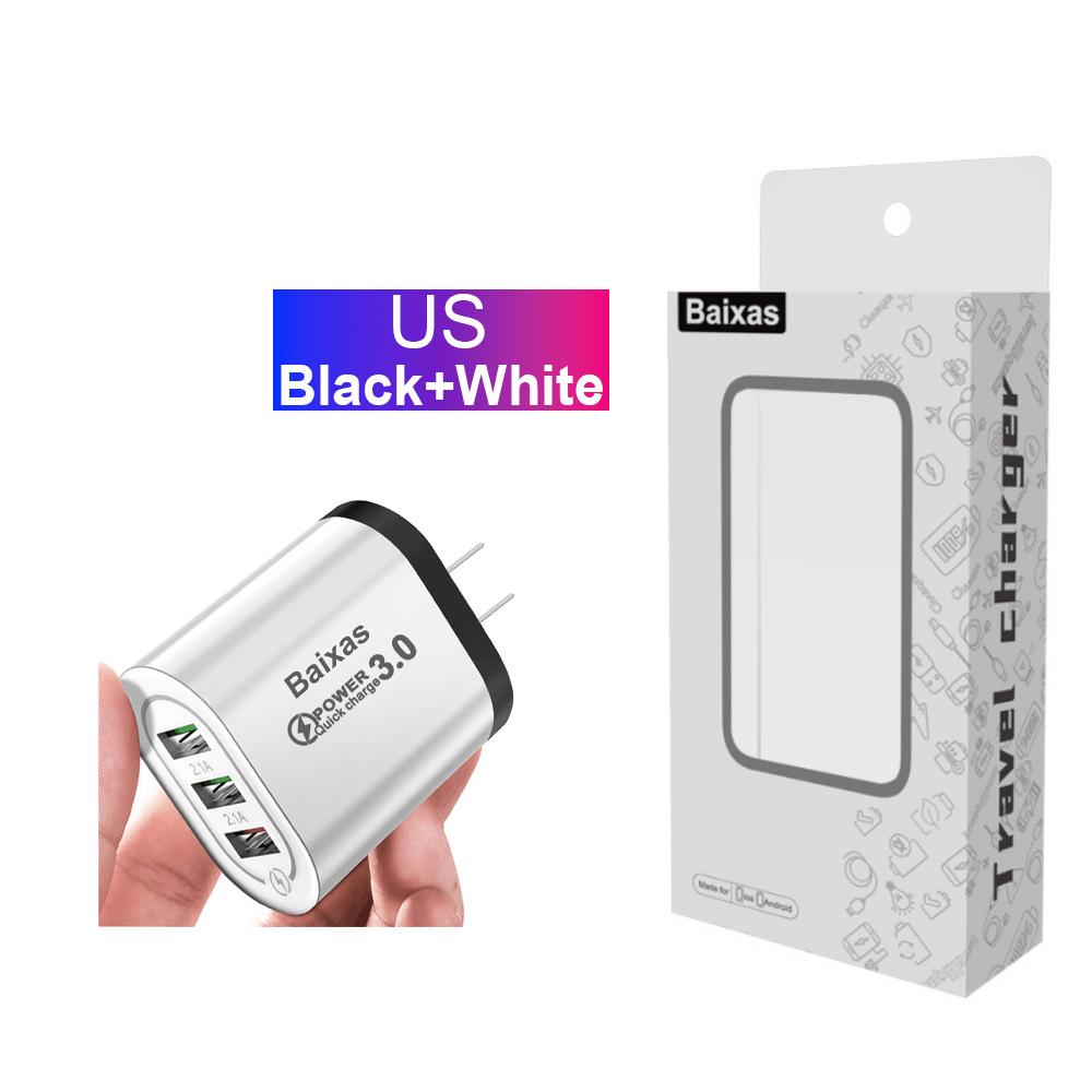 Multi-Port Fast USB Charger: 5V/9V/12V, 3-Port, 2.4A, EU/US Plug