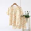 Cotton Yarn Pajamas Women's Summer Round Neck Short-sleeved Shorts Pullover Shoulder Plug Sweet Summer Thin Cotton Loungewear Set