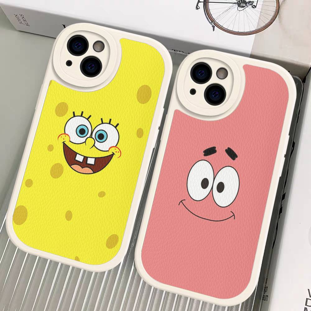 Cute SpongeBob Dolls Phone Case Hard Leather For iPhone 14 13 16 Mini 15 14 11 12 Pro Max Plus Fundas