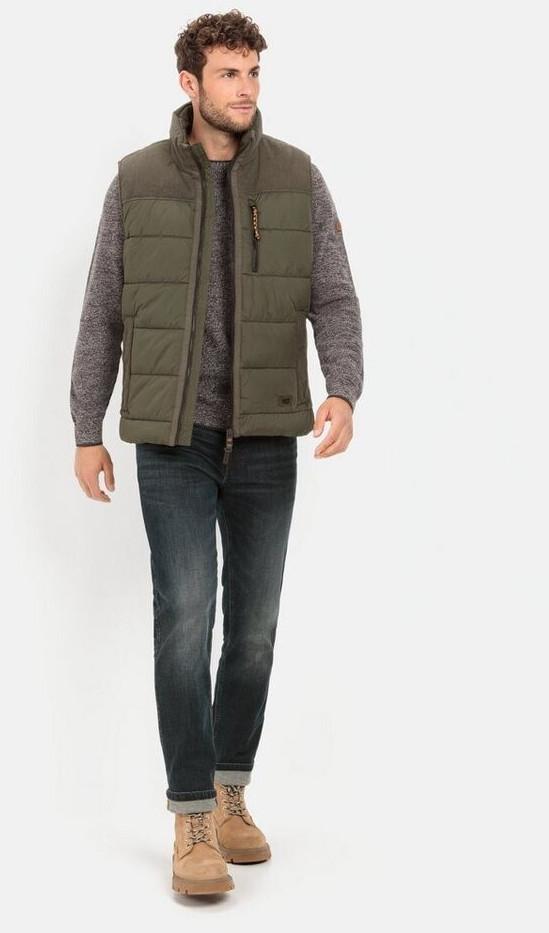 Зимняя куртка Camel Active outdoor waistcoat с воротником-стойкой и вельветовой отделкой (460670-2X33) темный хаки