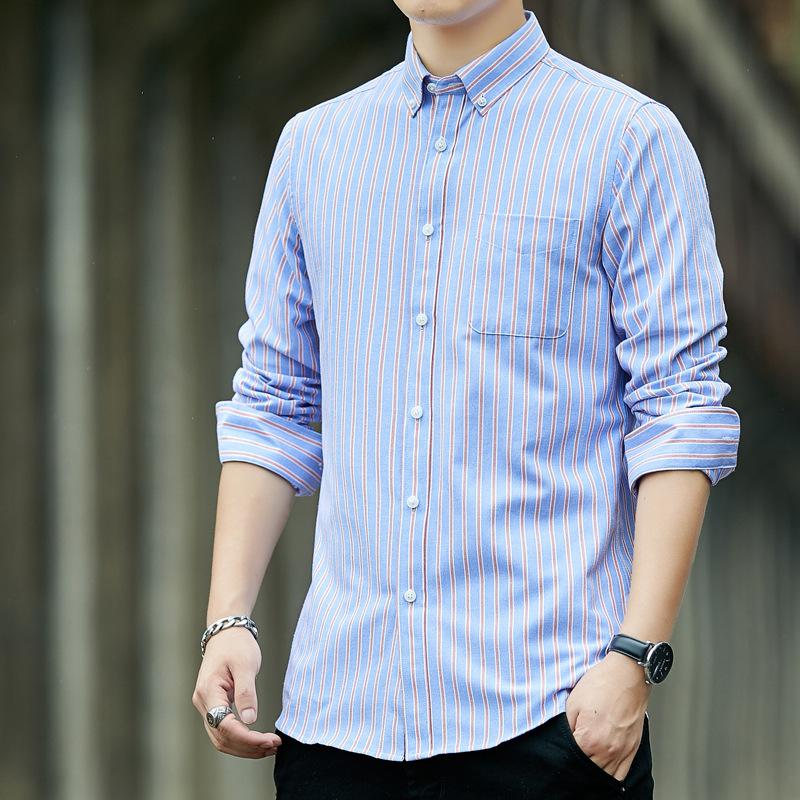 

Мужские рубашки с длинным рукавом SlimFit Casual Business, однотонные белые рубашки, клетчатые, полосатые, с отложным воротником XXXXL