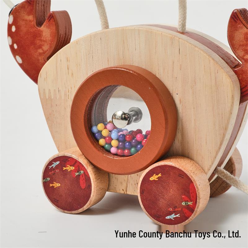 Crab Car: Wooden Bead Maze & Rattle for Baby Learning