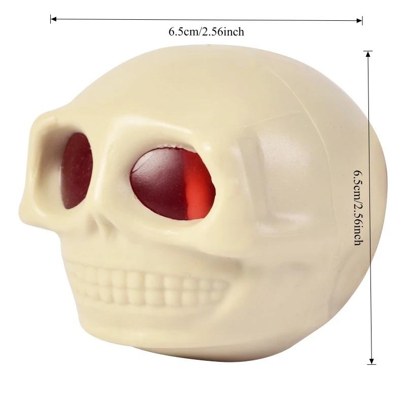 Creative Skull Sensory Fidget Toy Flexible TPR Quick Recovery Squeezing Skeleton Ball Head Ugly Cute Bursting Eyes Prank Toy