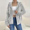 Women's Color Hooded Zip Up Cardigan with Pockets Loose Fit Coat