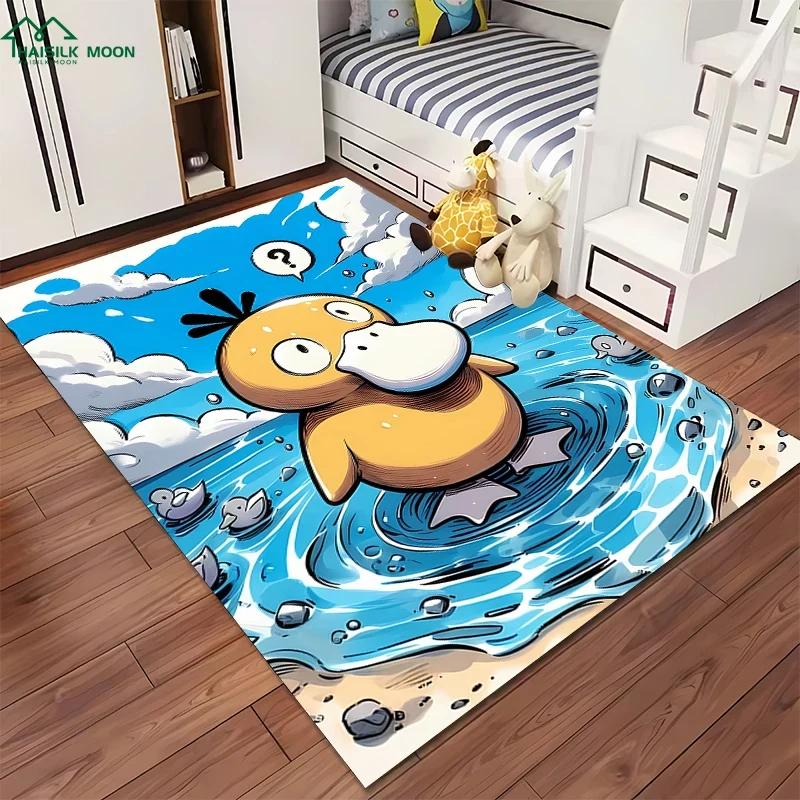 Japanese P0kem0n Theme Psyduck Printed Carpet Rugs for Living Room Bedroom Dining Office Sofa Non-Slip Large Decor Mat Potdemiel