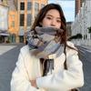 Checkered Printed Thick Women'S Shawl Paired With Tassel Shawl Casual Scarf