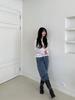 Korean Style 2026 Spring/Autumn Lace Trim Sheer Long Sleeve Women's Top