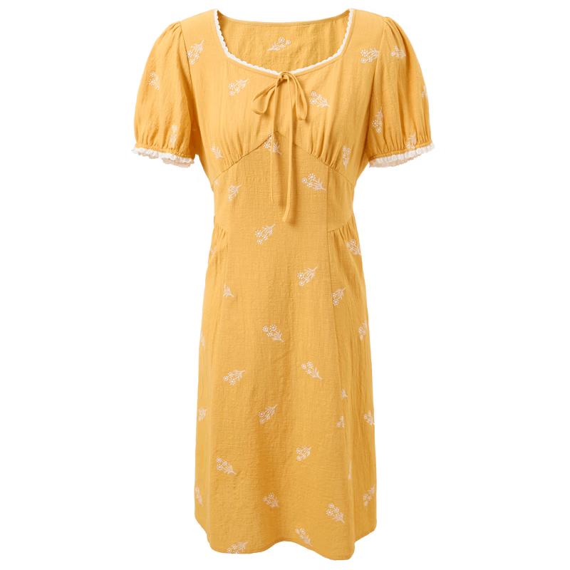 Sancai 2026 Summer Plus Size 100% Cotton Embroidered Midi Dress XL