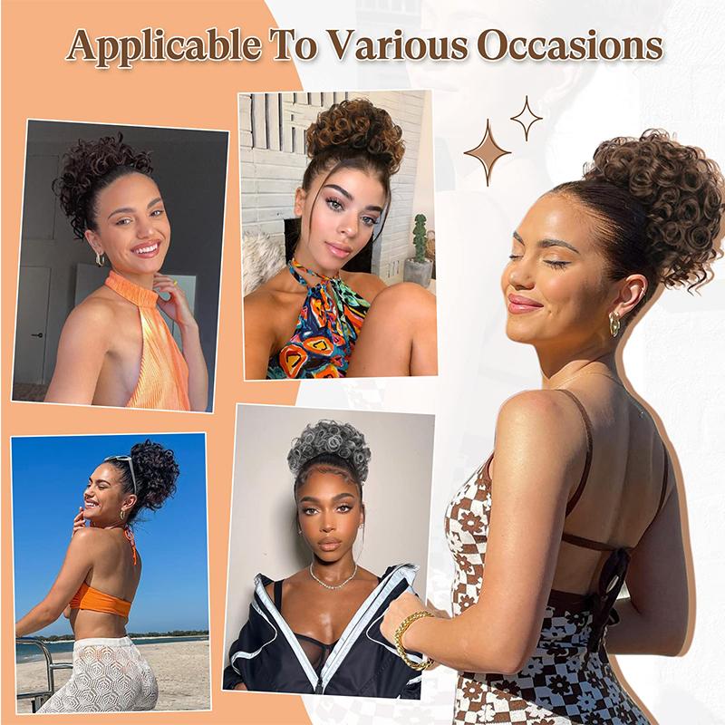 Messy Bun Hair Piece Elastic Drawstring Loose Wave Curly Scrunchies Ponytail Extension
