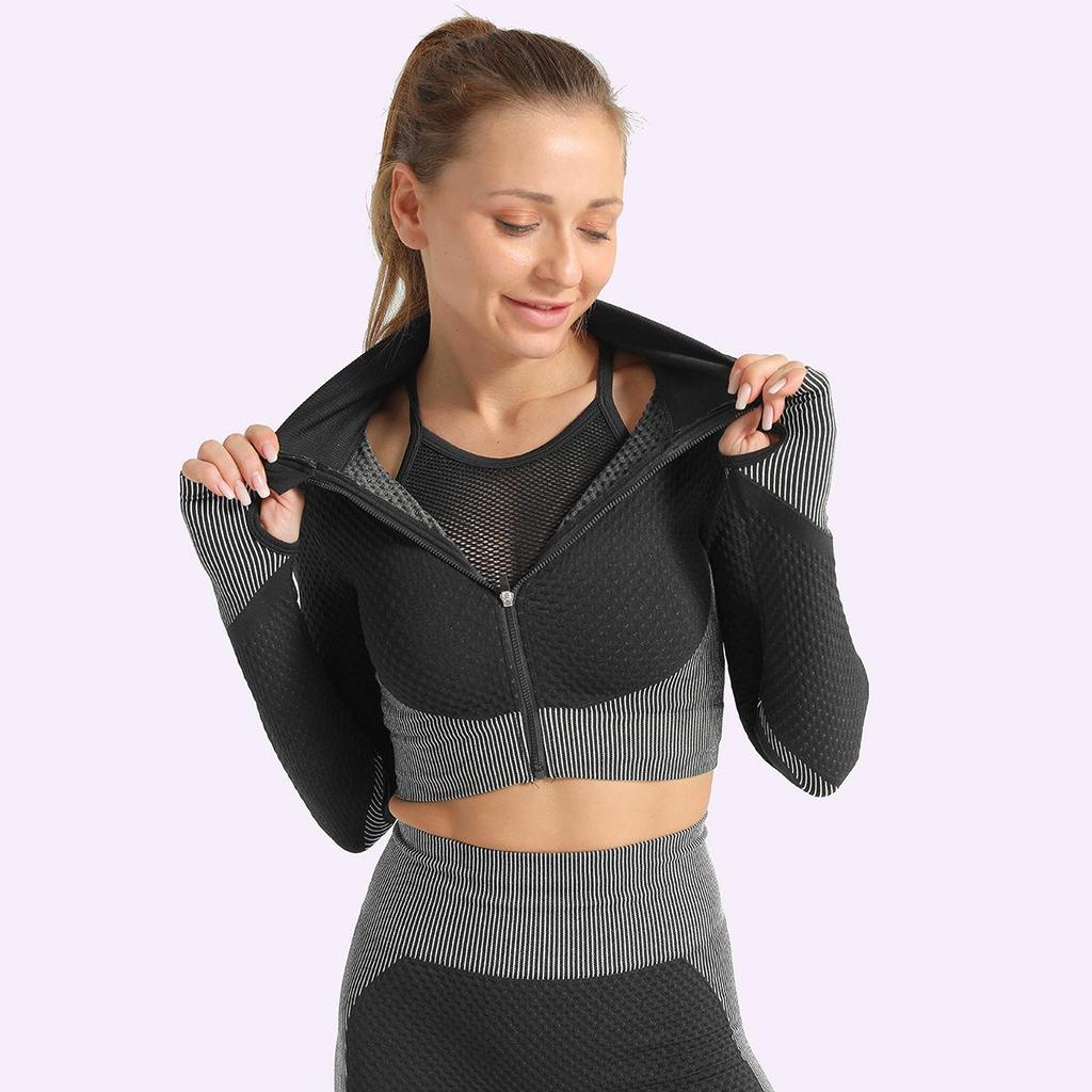 Women's High Elastic Seamless Yoga Set: European and American Three-Piece Hip-Lifting Fitness Outfit