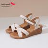 Red Dragonfly Women's 2024 Summer Genuine Leather Thick-Soled Flat Wedge Sandals