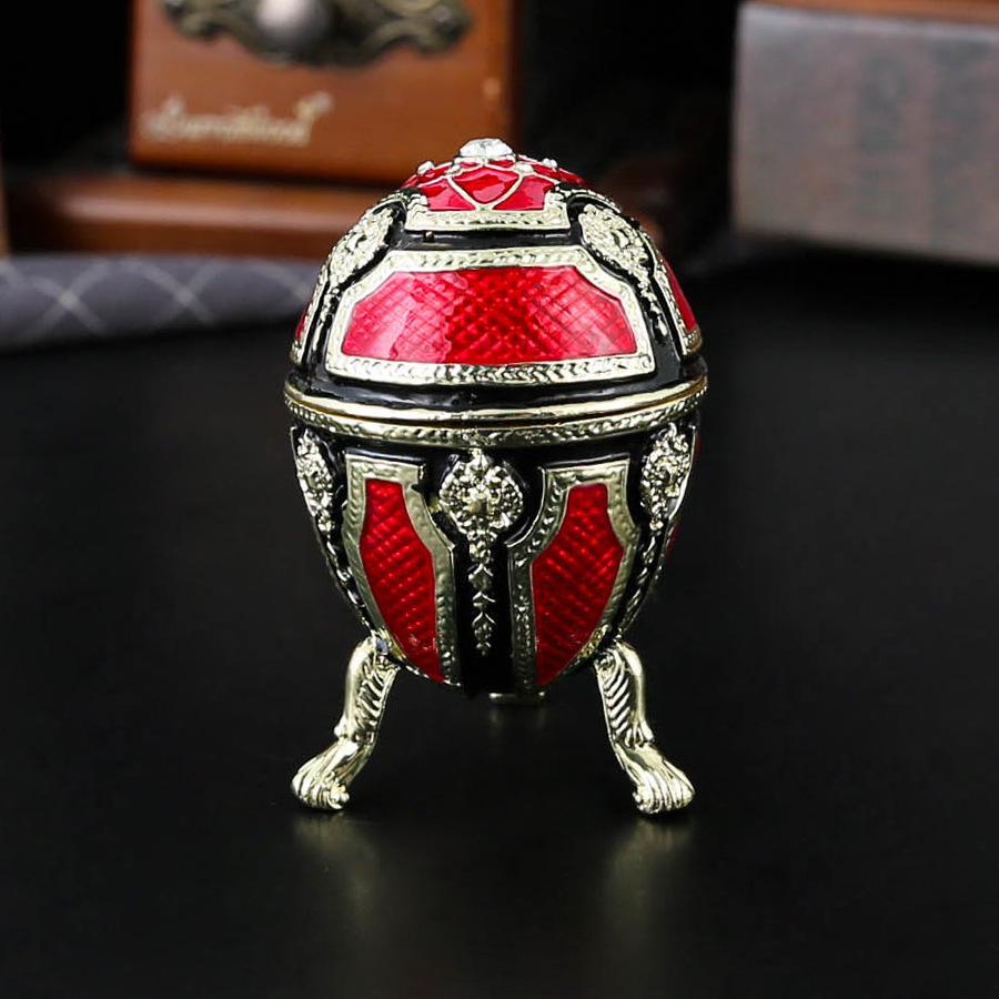 

Egg-shaped jewelry box Creative home desktop ornament Flip cover Anti-gray enamel craft storage jewelry box 4.8*7.2 червоний