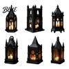Decorative Desk Accessory Gothic Cathedral LED Candle Lantern Church Shaped Flameless Tealight Lamp Luminous Figurine for Home Spooky Vintage