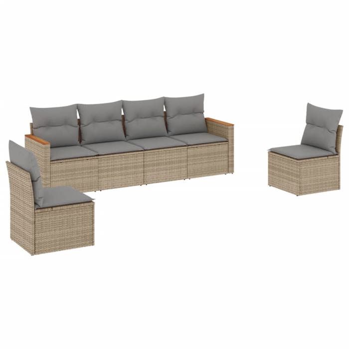 VidaXL Garden Lounge Set with Cushions 6 Pcs, Patio Sofas, Patio Furniture Set, Outdoor Furniture, Beige 3258265