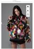 Women's Rainbow Patchwork Faux Fur Coat - Collarless, Trendy European and American Design
