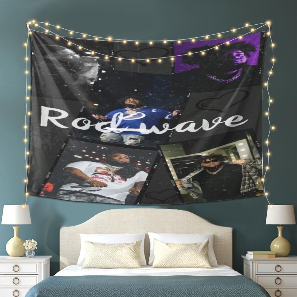 Rod Wave Collage Tapestry  Celebrating Hip Hop Culture with Dynamic Images  Perfect for Home Decor Adding a Modern Touch