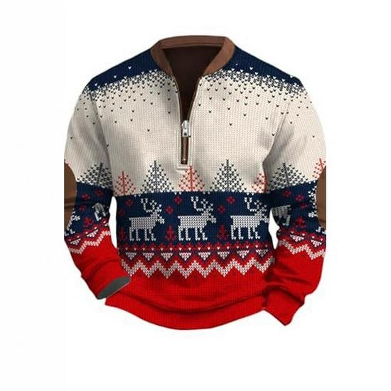 Men's Christmas Reindeer Elk Forest Print Hoodie - 2025 Autumn Collection