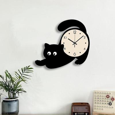 Animal Wall Clock Cat Acrylic Hanging for Bathroom