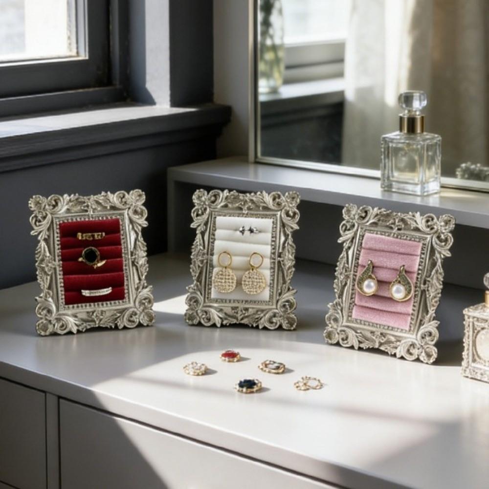 Baroque Design Velvet Earring Tray Mini Jewelry Display Props Wedding & Birthday Gifts