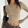 Women's Long-sleeved Short Top Slim-fit Fashion Round Neck Navel Bare Autumn Temperament T-shirt