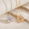 2-in-1 Hart Klavertje Vier Hart Ketting Roze Kristal Hanger Zilver Goud Verguld Dames Dagelijkse Sieraden Valentijnsdag Cadeau