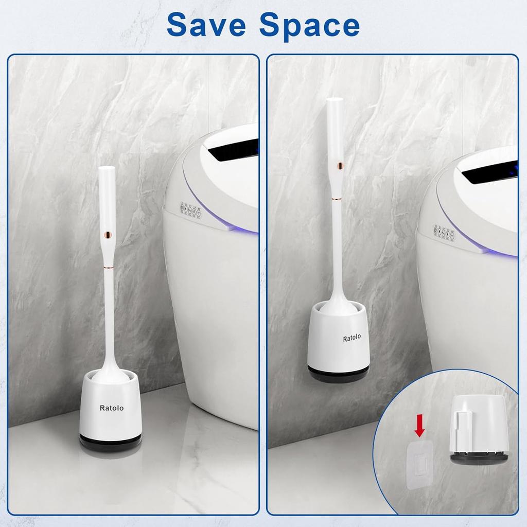 Electric Toilet Brush,Silicone Toilet Brush,Toilet Bowl Brush and Holder Set with Ventilated Holder,Toilet Brush, Floor Standing, Wall Mounted