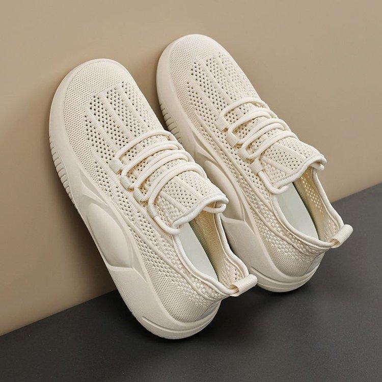 

Breathable mesh little white sneakers summer new soft-soled casual hollow mesh shoes size 35 бежевый